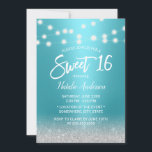 Invitation Sweet 16 Parties scintillant moderne Turquoise & A<br><div class="desc">Sweet 16 Moderne Turquoise & Argent Parties scintillant Chaîne Lights Invitations.</div>
