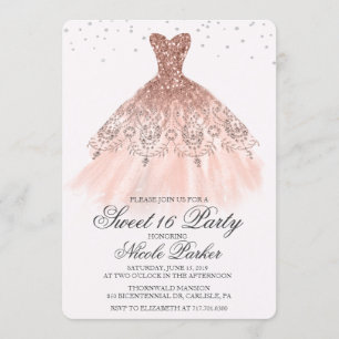 Invitation Sweet 16 Parties scintillant robe Diamond Invitati