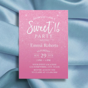 Invitation Sweet 16 Parties scintillant rose chaud moderne An