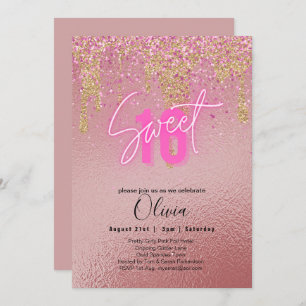 Invitation Sweet 16 Parties scintillant rose Foil Girly Fl mo