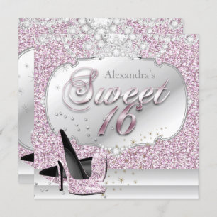 Invitation Sweet 16 Parties scintillant rose glamour fête d'a