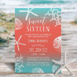 Invitation Sweet 16 Party Beach Coral Reef Starfish<br><div class="desc">Plage Coral Reef Starfish Sweet 16 Invitations d'anniversaire.</div>