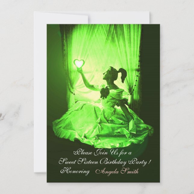 INVITATION SWEET 16 PARTY, EMERALD VERT NOIR DOMMASK (Devant)