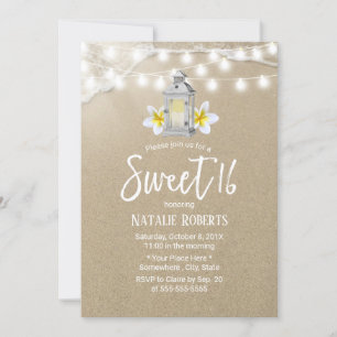 Invitation Sweet 16 Party Vintage blanc lanterne rustique Pla