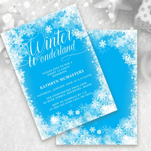 Invitation Sweet 16 Party Winter Wonderland Snowflake (Créateur téléchargé)