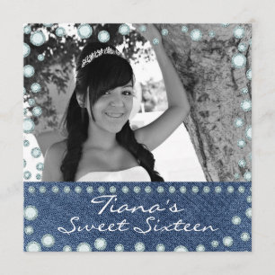 Invitation Sweet 16 Photo Image Denim Diamonds