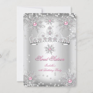 Invitation Sweet 16 Pink Silver Winter Wonderland