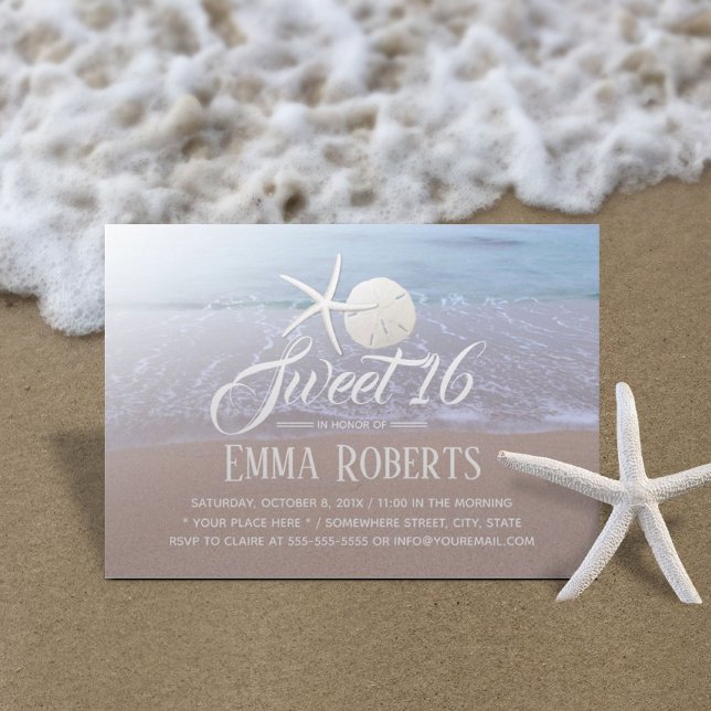 Invitation Sweet 16 Plage Thème Starfish & Sand Dollar (Créateur téléchargé)