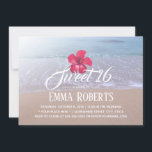 Invitation Sweet 16 Plage Thème Tropical Fleur Rouge<br><div class="desc">Plage Thème Tropical Red Flower Sweet 16 Invitations.</div>