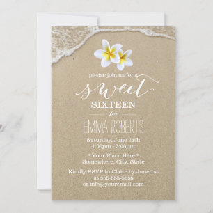 Invitation Sweet 16 Plumeria Tropical Elégant