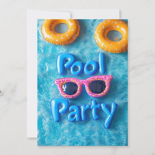 Invitation Sweet 16 Pool Party Pink Lunettes de soleil Jaune  (Devant)