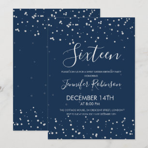 Invitation Sweet 16 Pots à huile d'argent de la Marine d'anni