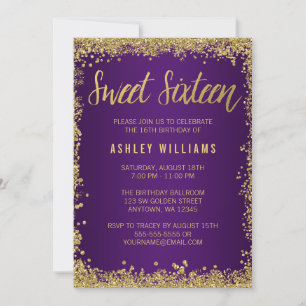 Invitation Sweet 16 Purple Gold Parties scintillant Anniversa