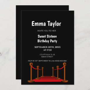 Invitation Sweet 16 Red Carpet Hollywood Confetti Anniversair