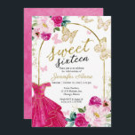 Invitation Sweet 16 Robe Florale Papillon Hot Rose Or<br><div class="desc">Adorable, or rose chaud floral, invitations de fête d'anniversaire sweet sixteen. Facile à personnaliser avec vos détails. Contactez-moi par conversation si vous avez des questions sur l'oeuvre ou avez besoin d'une personnalisation. Vérifiez la collection pour plus d'éléments. VEUILLEZ NOTER : Pour obtenir de l'aide sur les commandes, l'expédition, l'information sur...</div>