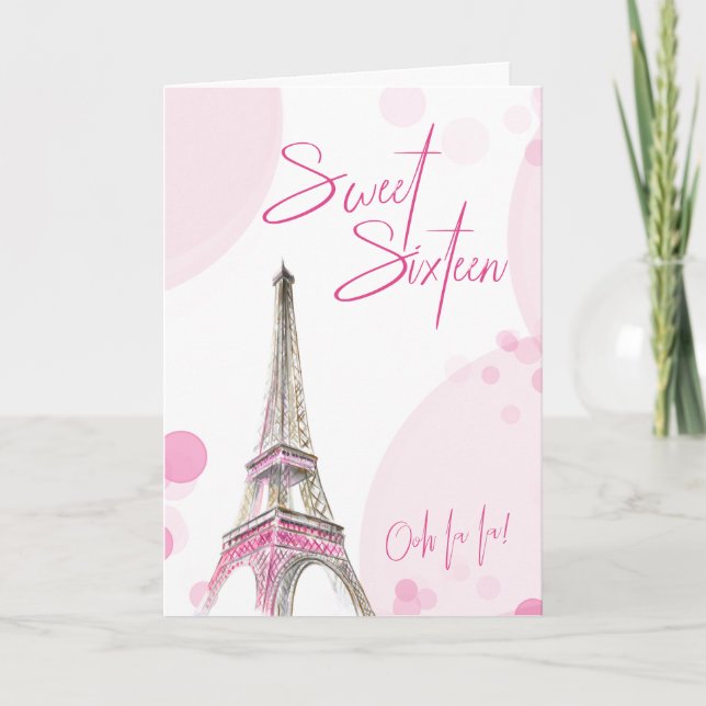 Invitation Sweet 16 Rose Blanc Paris Effiel Tower Anniversair (Devant)