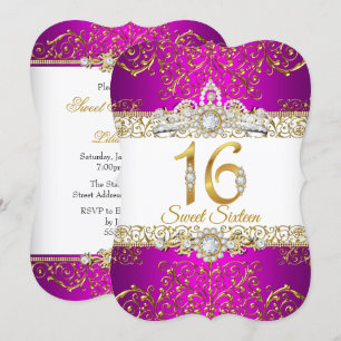 Invitation Sweet 16 Rose Gold Diamant Glamour Anniversaire