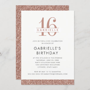 Invitation Sweet 16 Rose minimum Parties scintillant rose or