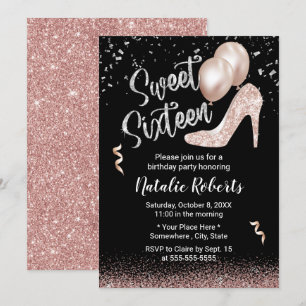 Invitation Sweet 16 Rose moderne Gold Girl 16e anniversaire