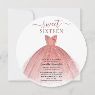 Invitation Sweet 16 Rose Parties scintillant or rose 16e anni