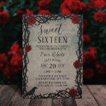 Invitation Sweet 16 Rose & Thorn Vintage Fairytale Anniversai<br><div class="desc">Sweet 16 Rose rouge & Thorn Vintage Fairytale Invitations d'anniversaire.</div>