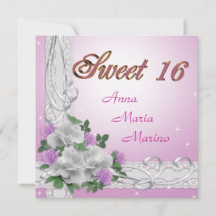 Invitation Sweet 16 roses de l'invitation de fête d'anniversa