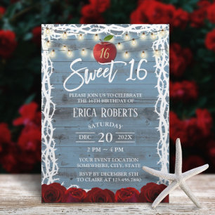 Invitation Sweet 16 Rustique Fairy Tale Blanche Neige Dusty B