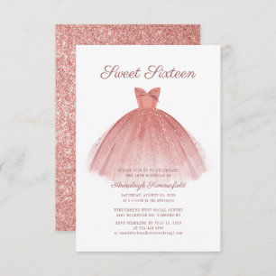 Invitation Sweet 16 Script Robe Moderne Anniversaire