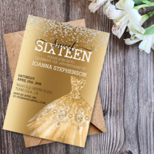 Invitation Sweet 16 Seize Anniversaire Robe Diamants