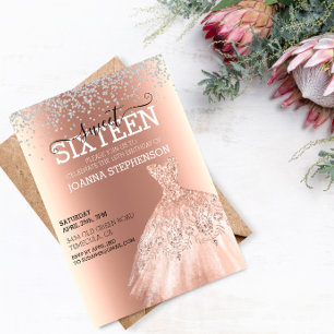 Invitation Sweet 16 Seize Anniversaire Robe Diamants