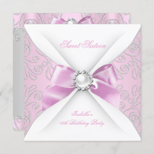 Invitation Sweet 16 Seize Faux Rose Diamond Party