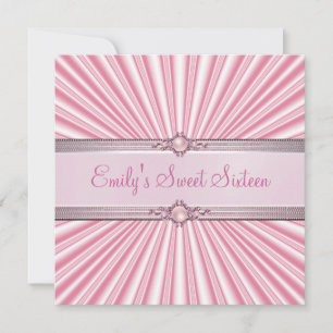 Invitation Sweet 16 Seize Soie rose Bijou Anniversaire