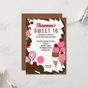 Invitation Sweet 16 Seteen Ice Cream Party
