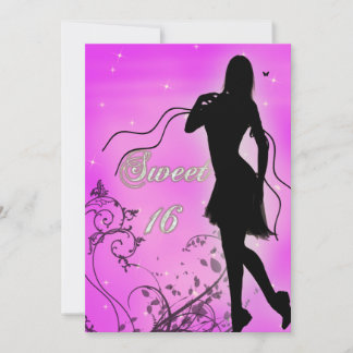 Invitation Sweet 16 Silhouette Anniversaire