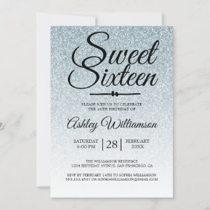 Invitation Sweet 16 Silver Parties scintillant Ombre 16e anni