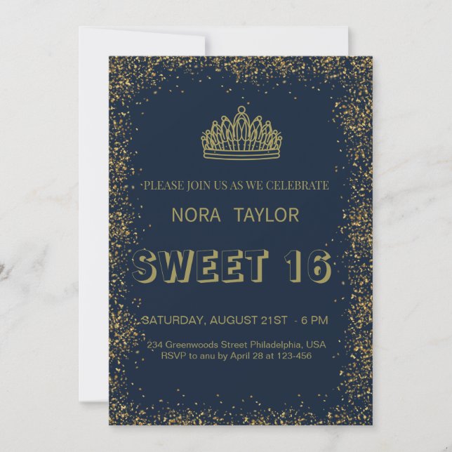 Invitation "Sweet 16 Soirée : Glam, Glitz, and Good Times!" (Devant)