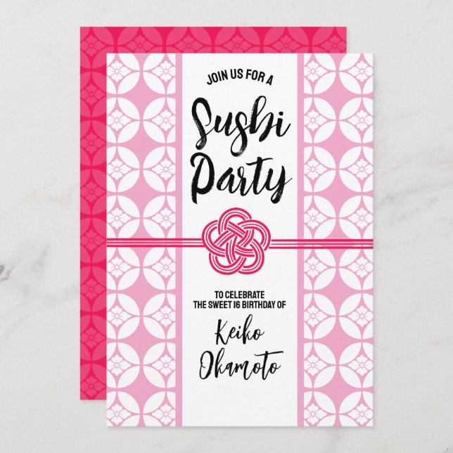 Invitation Sweet 16 Sushi 花 菱 七 宝 紋 Hanabishi Shippo (Devant / Derrière)