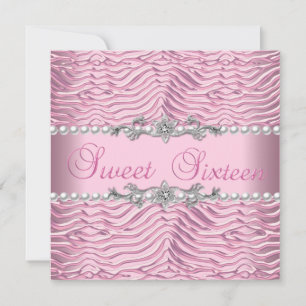 Invitation Sweet 16 Sweet sixteen blanc Pearl rose Zebra