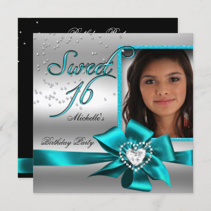 Invitation Sweet 16 Sweet sixteen Bleu Silver Photo