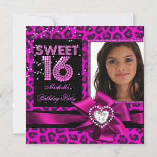 Invitation Sweet 16 Sweet sixteen Chaud rose léopard photo