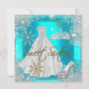 Invitation Sweet 16 Sweet Sixteen Chaud Turquoise Blanc Or El