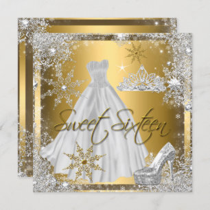 Invitation Sweet 16 Sweets sixteens Silver White Gold Elite