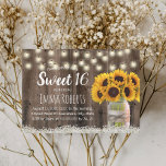 Invitation Sweet 16 Tournesol Rustique Floral Jar Barn Bois<br><div class="desc">Tournesol Rustique Floral Jar Grange Bois & String Lights Sweet 16 Invitations.</div>