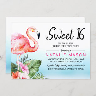 Invitation Sweet 16 Tropical Pool Party Anniversaire Invitati