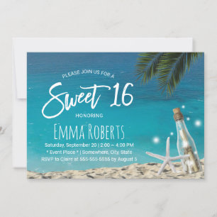 Invitation Sweet 16 Tropical Starfish Beach Message en boutei