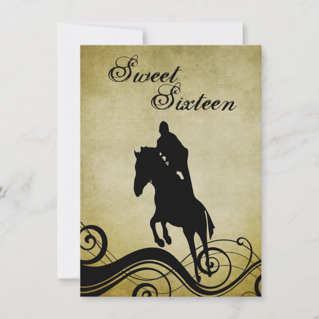 Invitation Sweet 16 Vintage Cheval Jumping Anniversaire Invit (Devant)