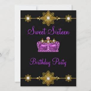 Invitation Sweet 16 Violet Or Rose Et Noir Princesse Evénemen