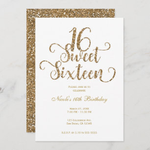 Invitation Sweet 16 White & Gold Parties scintillant fête d'a