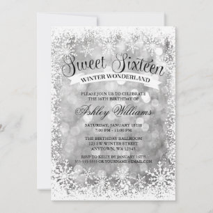 Invitation Sweet 16 Winter Wonderland Lumières Parties scinti