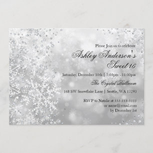 Invitation Sweet 16 Winter Wonderland Sparkle Snowflakes